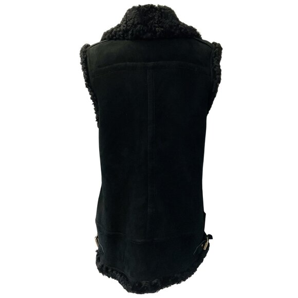Burberry Black Lamb Shearling Vest with Gold Zippers - Picture 3 of 4